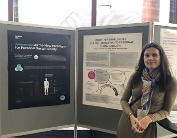Emotion Revolution in Bergen, Norway 04/2018. Dr. Helena Lass with her poster. Photo by Ingvar Villido